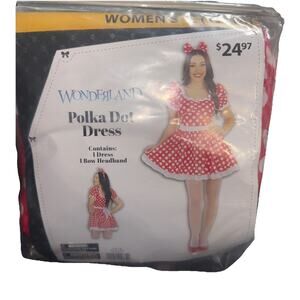 Wonderland Women's Large 12/14 Polka Dot Dress Halloween Costume HRC